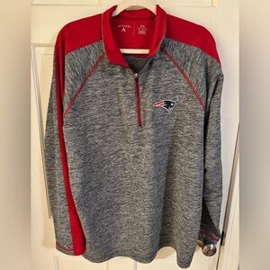 Antigua Gray Heather and Red Quarter-Zip Pullover with Patriots Logo